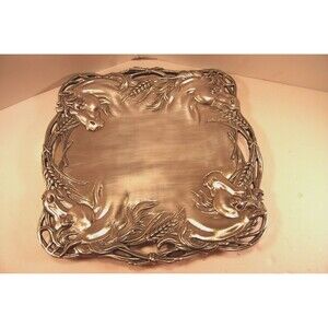 Arthur Court Horse Aluminum 12" Square Tray Platter Vintage Equestrian